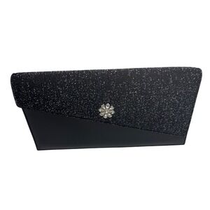 Vintage black glitter clutch y2k glam formal evening rhinestone bag